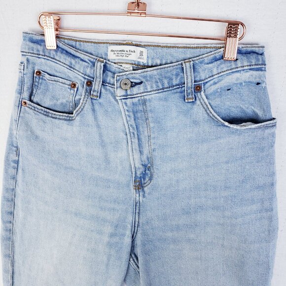 Abercrombie & Fitch Jeans 90s Slim Straight Ultra High Rise Crossover Waist 30 R - Picture 11 of 12